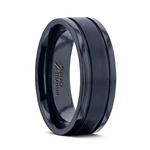 Brushed Center Black Titanium Band with Dual Grooves 