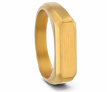 Brushed Gold Plated Titanium Signet Ring - 6mm 