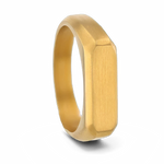 Brushed Gold Plated Titanium Signet Ring - 6mm 