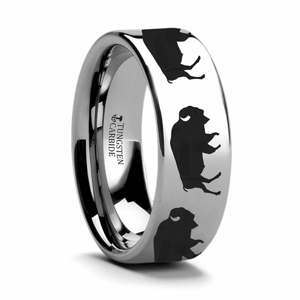Buffalo Print Ring Tungsten 6mm - 10mm 