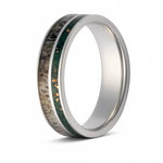 Antler, Malachite & Copper Inlay Cobalt Ring – 6mm - Camo Ever After