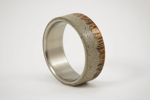 Viraro Wood & Concrete Ring - Natural Wood and Titanium