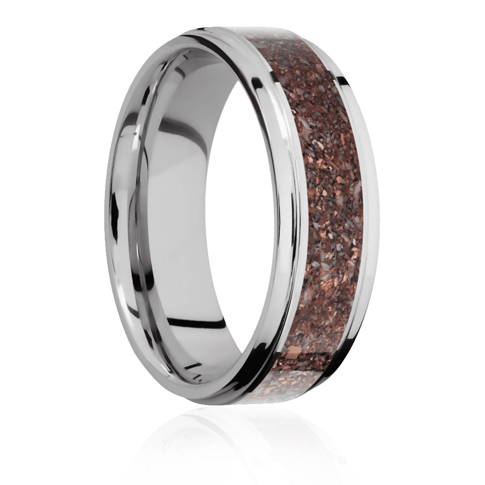 Mixed Color Dinosaur Bone Wedding Band - Cobalt 7mm 