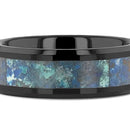 Black Ceramic Ring with Chrysocolla Inlay 