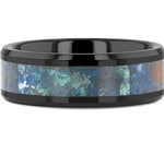 Black Ceramic Ring with Chrysocolla Inlay 