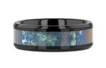 Black Ceramic Ring with Chrysocolla Inlay 