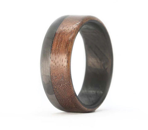 70/30 Walnut Wood Ring with Carbon Fiber Sleeve