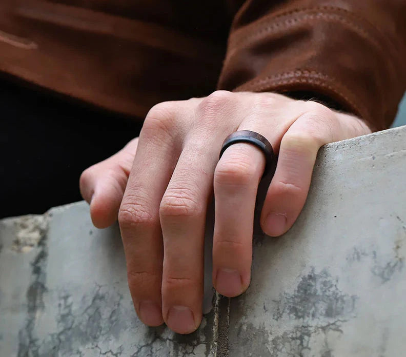 70/30 Walnut Wood Ring with Carbon Fiber Sleeve - Camo Ever After