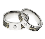 Camo Wedding Ring Set for Him and Her - Mossy Oak Breakup Infinity 