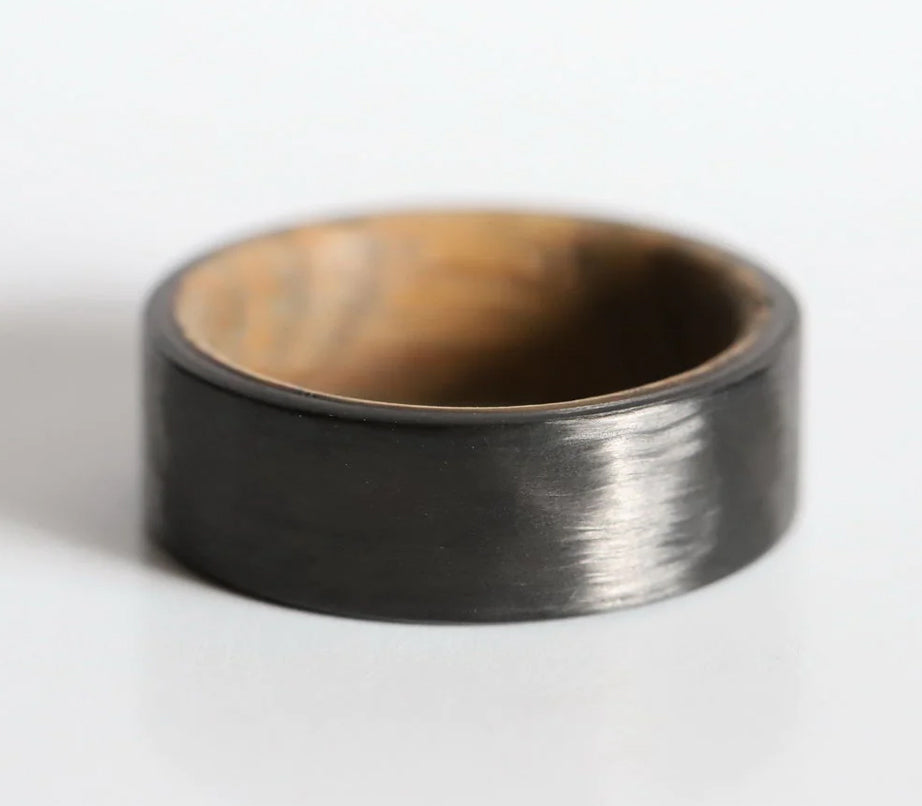 Carbon Fiber Ring with Whiskey Barrel Sleeve 