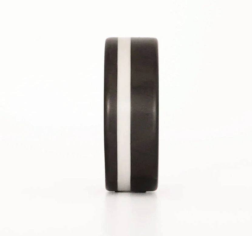 Carbon Fiber Thin White Line Ring 