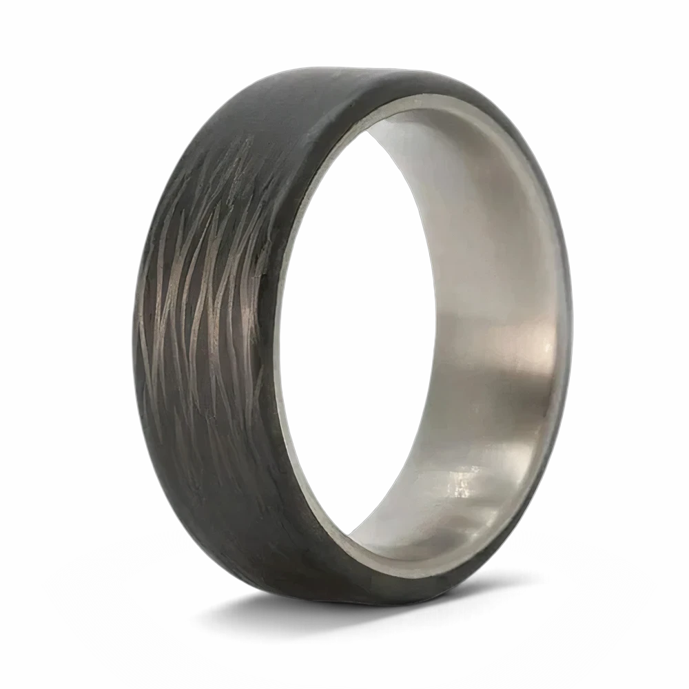 Carbon Fiber Wedding Band with Titanium Sleeve 