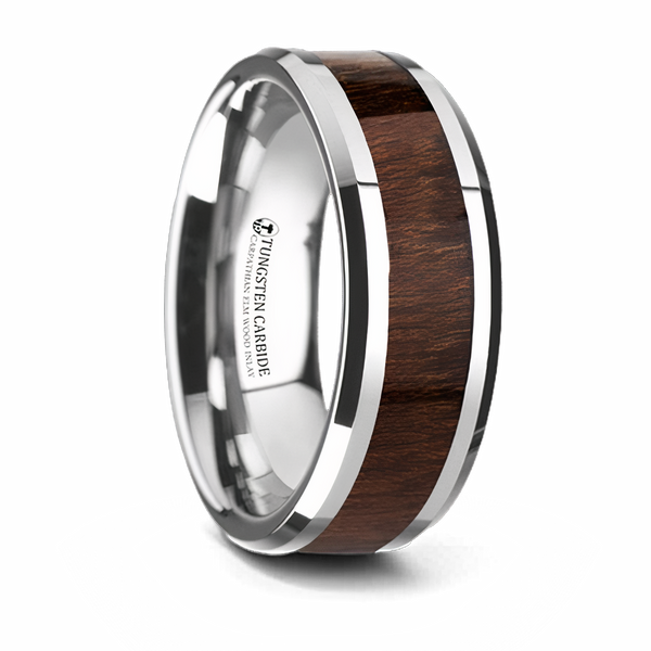 Carpathian Wood Inlay Ring - Tungsten 8mm 