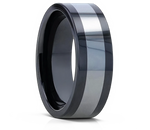 HUSKEY Ceramic Band with Tungsten Inlay and Flat Polished Edges