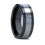 HUSKEY Ceramic Band with Tungsten Inlay and Flat Polished Edges
