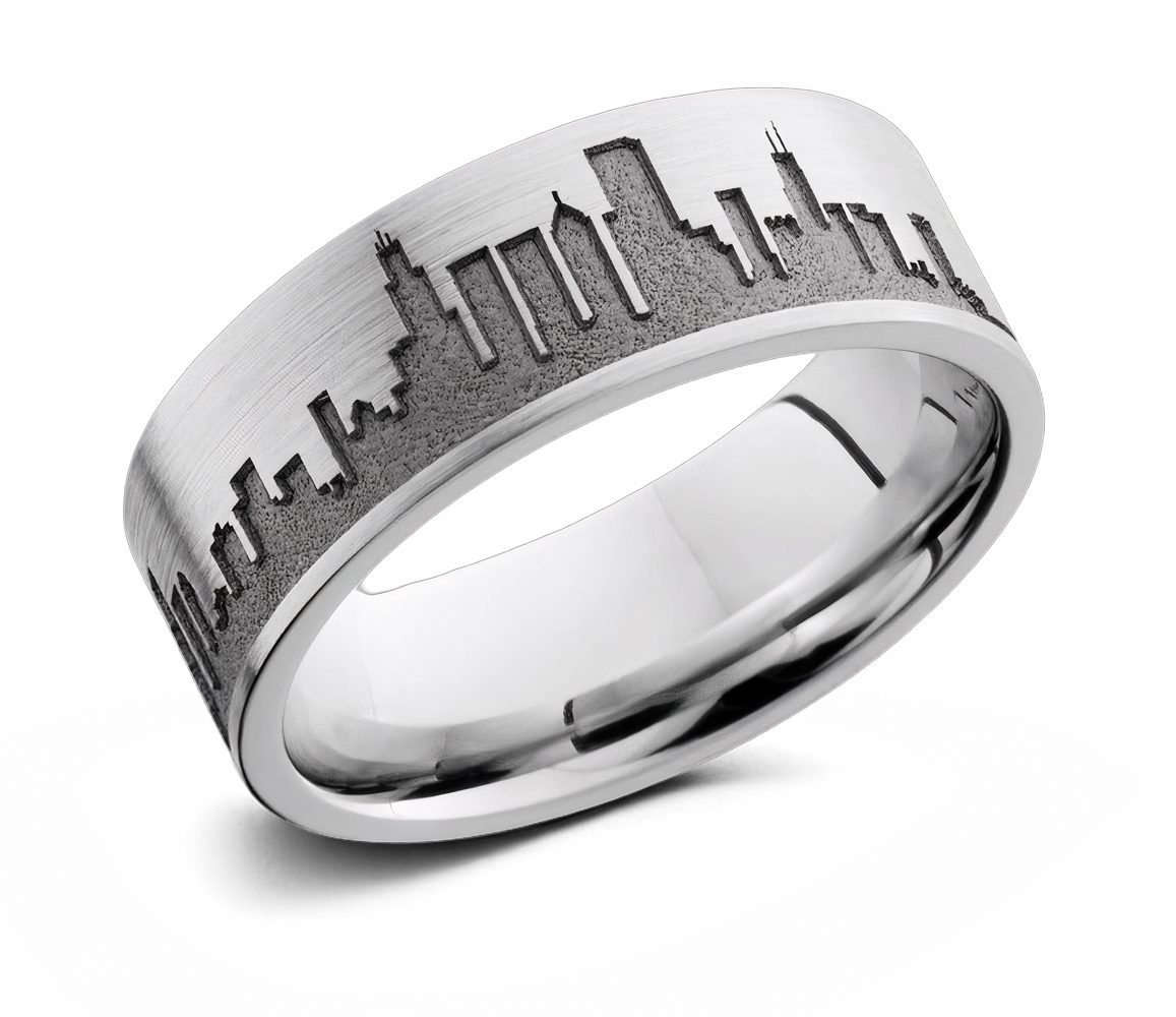 Chicago Skyline Ring - Cobalt Chrome 8mm 
