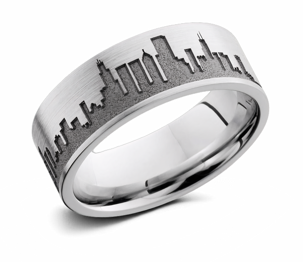Chicago Skyline Ring - Cobalt Chrome 8mm 
