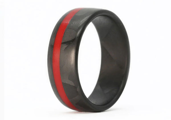 Thin Red Line Ring in Carbon Fiber - Camo Ever After