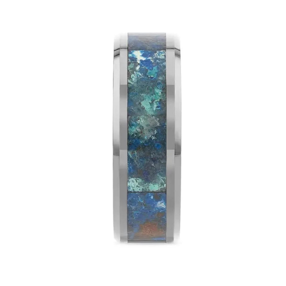 Chrysocolla Ring in Tungsten 