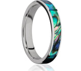 Cobalt Abalone Shell Ring for Her - 4mm 