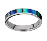 Cobalt Abalone Shell Ring for Her - 4mm 
