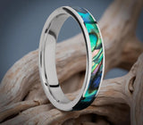 Cobalt Abalone Shell Ring for Her - 4mm 