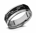 Cobalt Chrome FIsh Hook Ring with Black Background 