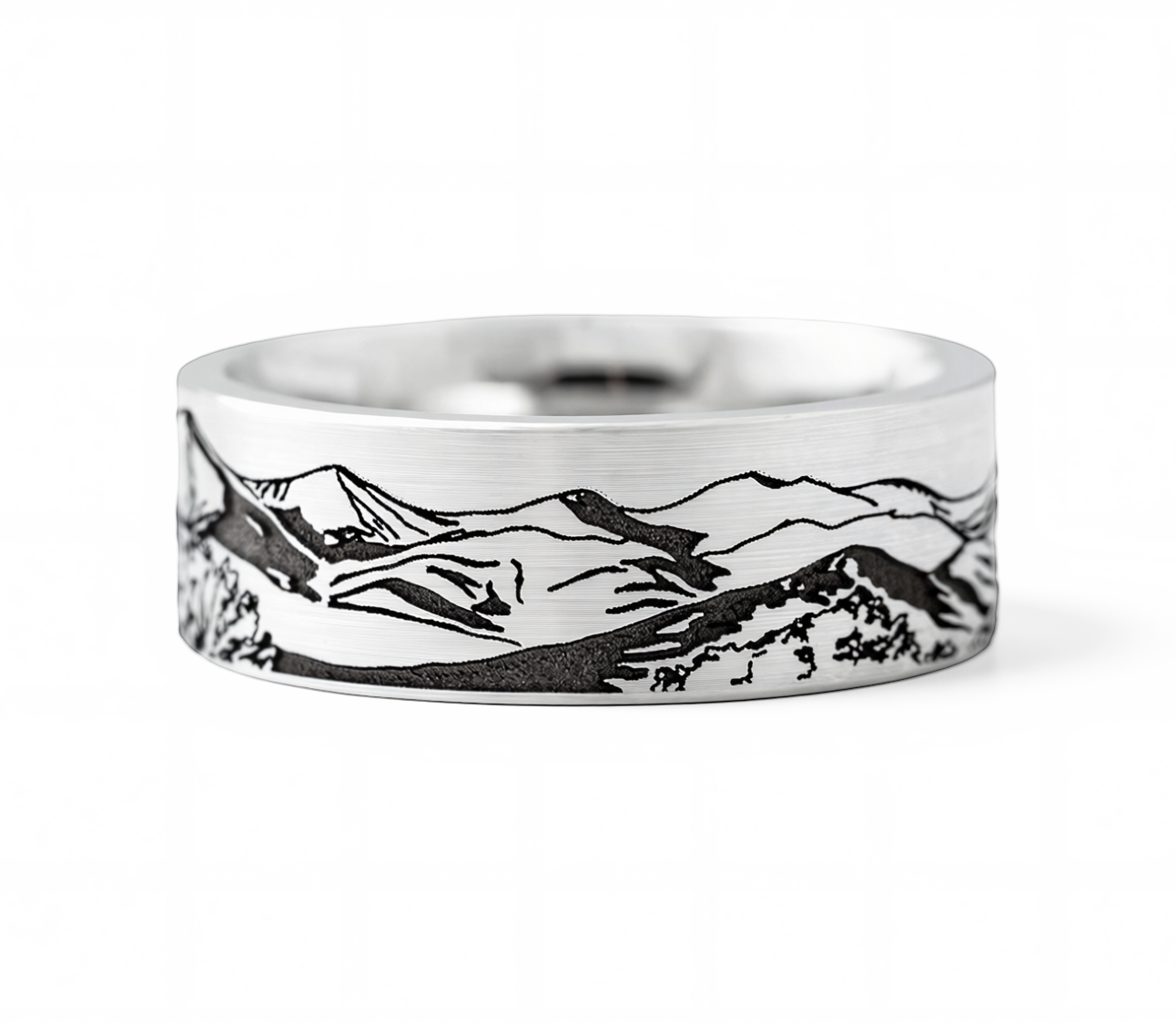 Cobalt Chrome Mountain Ring – Satin Finish 8mm 