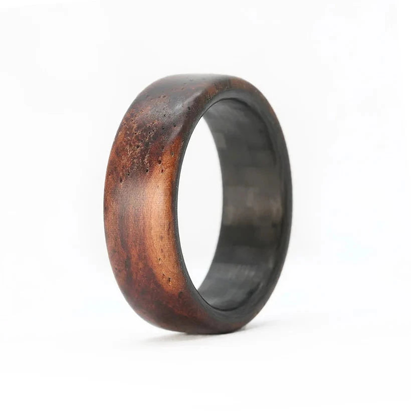 Cocobolo Wood Ring with Carbon Fiber Sleeve 