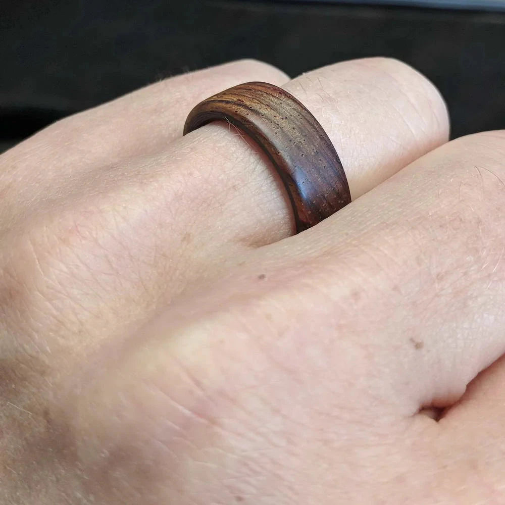 Cocobolo Wood Ring with Carbon Fiber Sleeve 