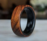 Cocobolo Wood Ring with Carbon Fiber Sleeve 