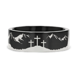 Crosses on Mountain Scenery Ring 