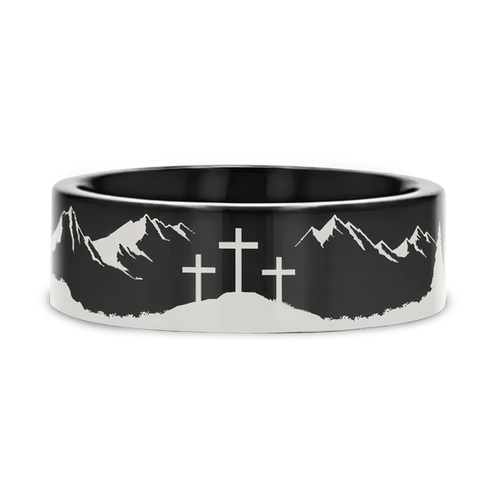 Crosses on Mountain Scenery Ring 