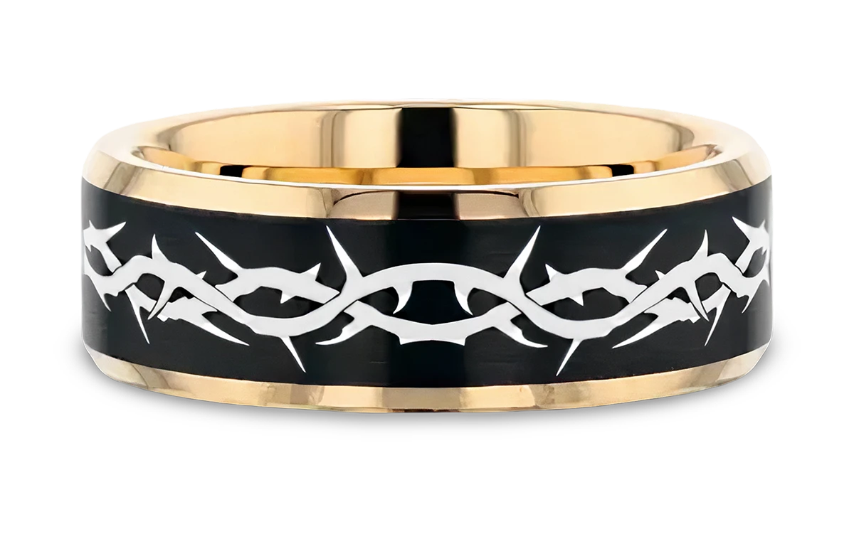 Crown of Thorns Ring - Black and Gold Plated 
