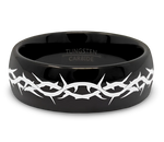 Crown of Thorns Ring in Black Tungsten 