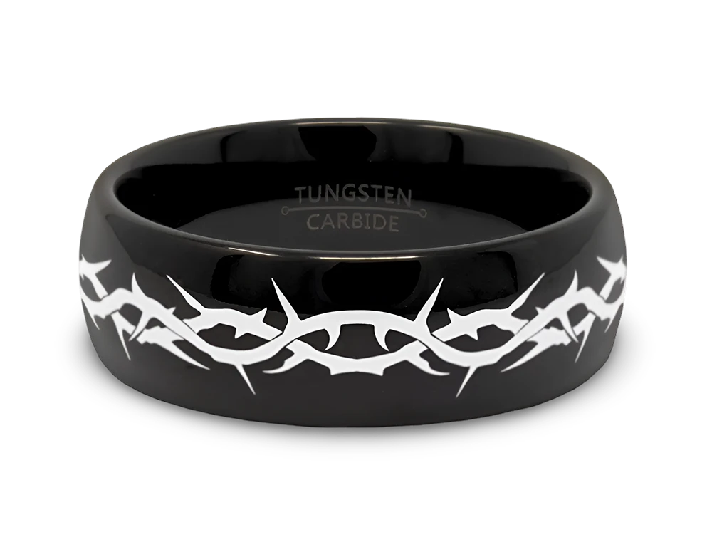 Crown of Thorns Ring in Black Tungsten 