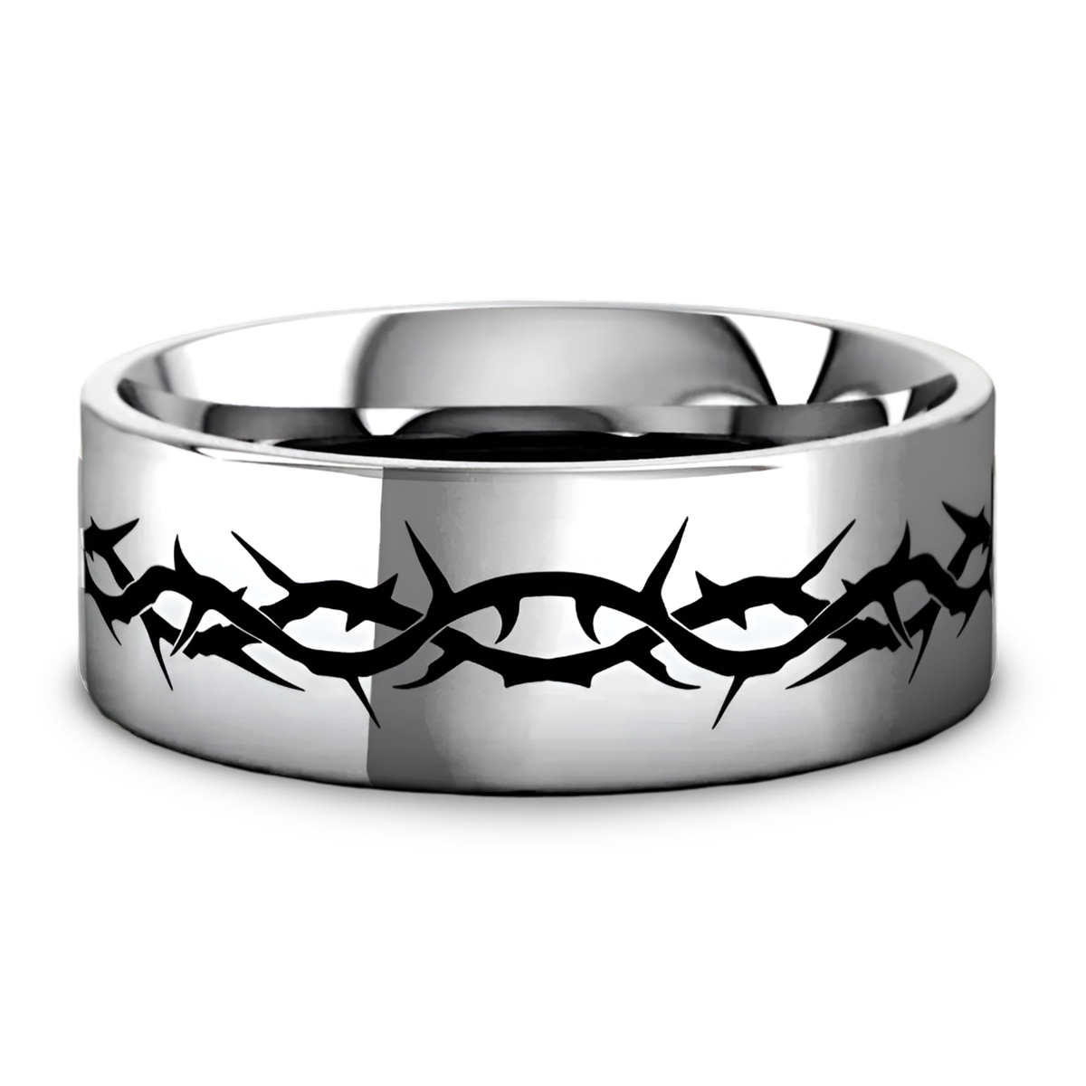 Crown of Thorns Ring Flat Tungsten 