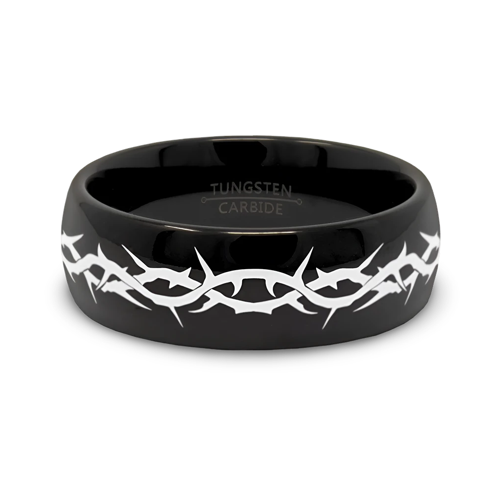Crown of Thorns Ring in Black Tungsten 