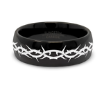 Crown of Thorns Ring in Black Tungsten 