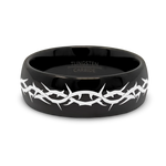 Crown of Thorns Ring in Black Tungsten 
