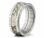 Damascus Steel Camo Ring with Realtree Inlay - 8mm Flat 