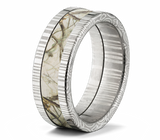 Damascus Steel Camo Ring with Realtree Inlay - 8mm Flat 
