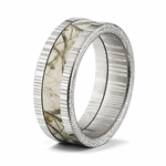 Damascus Steel Camo Ring with Realtree Inlay - 8mm Flat 