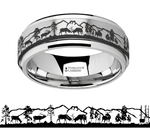 Deer Stag Mountain Range Spinner Ring - Tungsten 8mm 