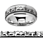 Deer Stag Mountain Range Spinner Ring - Tungsten 8mm 