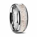 Deer Antler Ring with Off White Inlay - Tungsten 