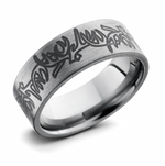 Deer Antlers Pattern Ring - Titanium 8mm 