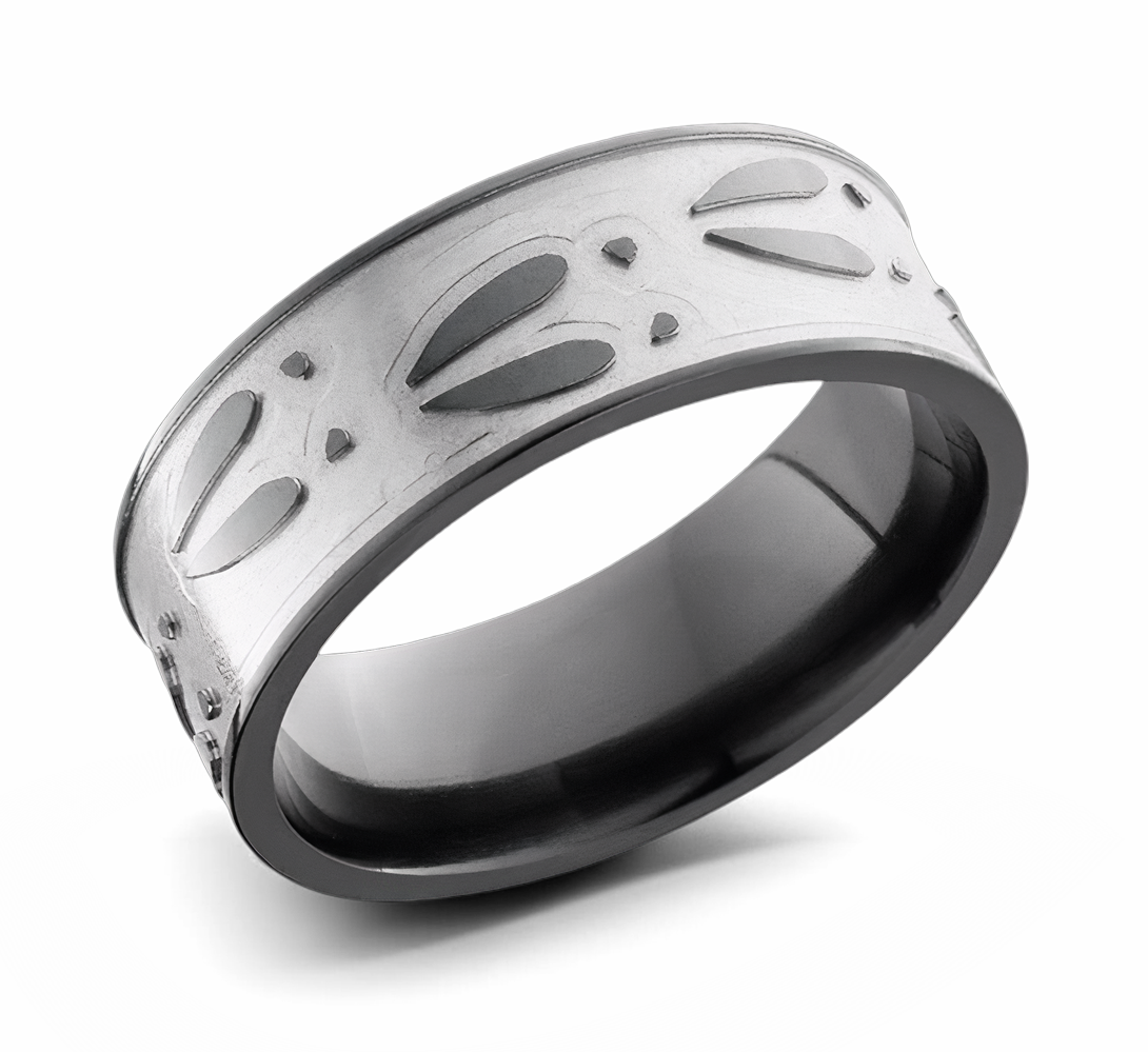 Deer Track Pattern Band - Light Zirconium 8mm 