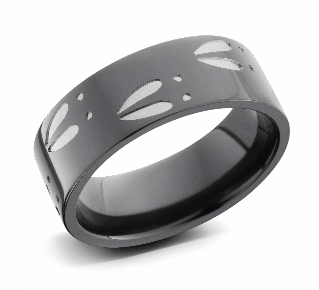 Deer Track Hunting Ring - Zirconium 8mm 