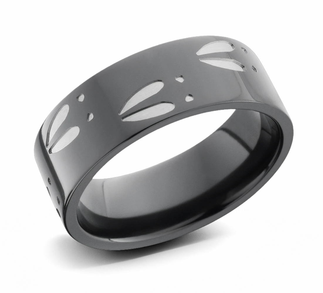 Deer Track Hunting Ring - Zirconium 8mm 